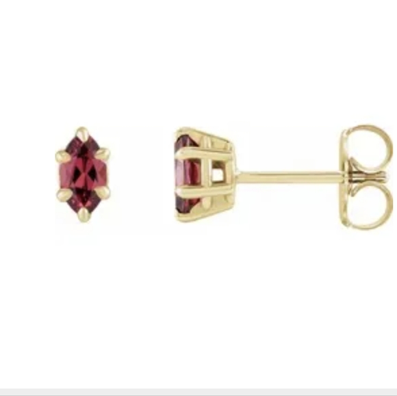 14K Gold and Garnet Stud Earrings - "Bonfire Heart" - Picture 7 of 11